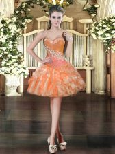 Sweet Sleeveless Beading and Ruffles Lace Up 