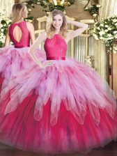  Multi-color Sleeveless Ruffles Floor Length Quinceanera Dress