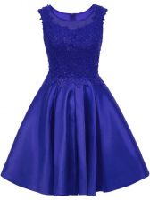  Scoop Sleeveless Satin Quinceanera Court of Honor Dress Lace Zipper