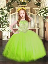  Sleeveless Beading Floor Length High School Pageant Dress