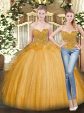  Sleeveless Beading and Ruffles Lace Up 15th Birthday Dress