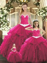 Captivating Red Sweetheart Lace Up Ruffles Quinceanera Dresses Sleeveless