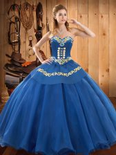  Floor Length Ball Gowns Sleeveless Blue Sweet 16 Quinceanera Dress Lace Up