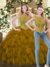  Tulle Sleeveless Floor Length Sweet 16 Dresses and Beading and Ruffles