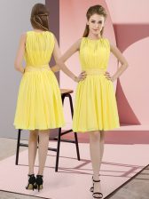 Customized Yellow Damas Dress Prom and Party and Wedding Party with Sequins Scoop Sleeveless Zipper