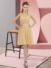 Dazzling Sequins Dama Dress Champagne Zipper Sleeveless Knee Length