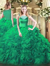Pretty Turquoise Zipper Quinceanera Gowns Beading Sleeveless Floor Length