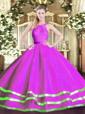 Shining Scoop Sleeveless Tulle Sweet 16 Dress Lace Zipper