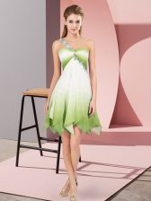  Fading Color One Shoulder Sleeveless Lace Up Beading in Multi-color
