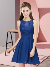 Super Blue Scoop Neckline Appliques Dama Dress for Quinceanera Sleeveless Zipper