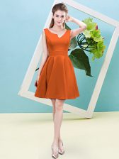  Orange Red Satin Zipper Quinceanera Court Dresses Sleeveless Mini Length Ruching