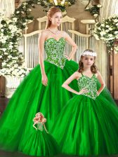 Custom Fit Floor Length Ball Gowns Sleeveless Green Quinceanera Dresses Lace Up