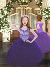 Great Sleeveless Lace Up Floor Length Beading and Ruffles Winning Pageant Gowns
