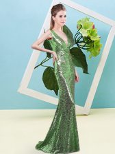 Comfortable Sleeveless Zipper Floor Length Sequins 