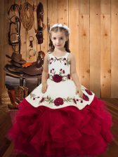  Floor Length Ball Gowns Sleeveless Fuchsia Pageant Dress Lace Up
