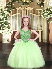  Sleeveless Beading Lace Up Kids Formal Wear