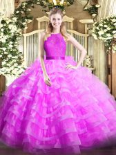 Fitting Ruffled Layers Sweet 16 Quinceanera Dress Lilac Zipper Sleeveless Floor Length
