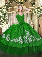  Sleeveless Beading and Lace and Appliques Backless Quinceanera Gown