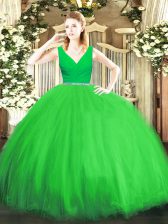 New Arrival Sleeveless Floor Length Beading Zipper Quinceanera Dresses
