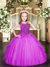  Floor Length Ball Gowns Sleeveless Fuchsia Girls Pageant Dresses Zipper