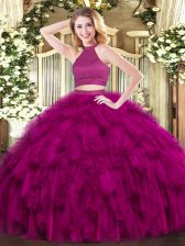 Ideal Floor Length Ball Gowns Sleeveless Fuchsia Sweet 16 Dresses Backless