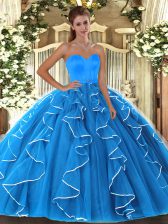 Colorful Sleeveless Beading and Ruffles Lace Up 15th Birthday Dress