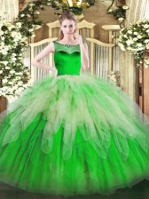  Sleeveless Zipper Floor Length Beading and Ruffles Quinceanera Dresses