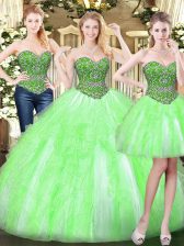Great Beading and Ruffles Sweet 16 Dresses Lace Up Sleeveless Floor Length
