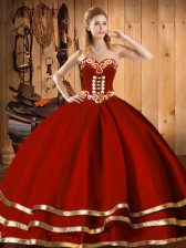  Sleeveless Lace Up Floor Length Embroidery and Bowknot Ball Gown Prom Dress