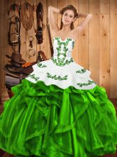 Modest Ball Gowns 15th Birthday Dress Strapless Satin and Organza Sleeveless Floor Length Lace Up