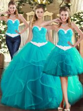  Sleeveless Lace Up Floor Length Ruffles Sweet 16 Quinceanera Dress