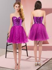 Beauteous Mini Length Fuchsia Sweetheart Sleeveless Zipper