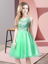  Apple Green Scoop Zipper Beading Prom Dress Sleeveless