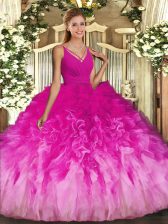 Popular Sleeveless Beading and Ruffles Backless Quinceanera Dress