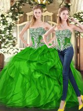  Floor Length Green Quinceanera Gowns Sweetheart Sleeveless Lace Up