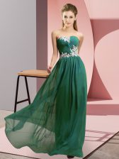 Beautiful Dark Green Sweetheart Neckline Appliques Prom Gown Sleeveless Zipper