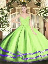 Ball Gowns Organza Spaghetti Straps Sleeveless Ruffled Layers Floor Length Zipper 15th Birthday Dress