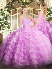 Sumptuous Sleeveless Lace Up Floor Length Beading and Ruffled Layers Sweet 16 Dress