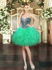 Best Selling Turquoise Prom Dress Prom and Party with Beading and Ruffles Sweetheart Sleeveless Lace Up