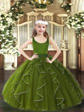  Sleeveless Beading and Ruffles Zipper Little Girl Pageant Dress