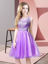  Mini Length A-line Sleeveless Lavender Prom Dress Zipper