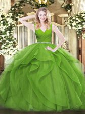  Quinceanera Dresses Military Ball and Sweet 16 and Quinceanera with Beading and Ruffles V-neck Sleeveless Zipper