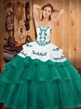  Turquoise Sweet 16 Dresses Strapless Sleeveless Sweep Train Lace Up