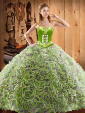 Pretty With Train Multi-color Quinceanera Gown Sweetheart Sleeveless Sweep Train Lace Up