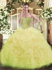  Asymmetrical Yellow Green Quinceanera Gowns Sweetheart Sleeveless Lace Up