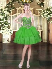 Green Sweetheart Neckline Beading and Ruffled Layers Evening Dress Sleeveless Lace Up