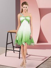 Fantastic One Shoulder Sleeveless Prom Dress Asymmetrical Beading Multi-color Fading Color