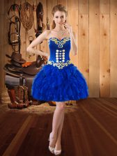  Organza Sleeveless Mini Length and Embroidery and Ruffles