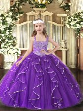 Popular Sleeveless Beading and Ruffles Lace Up Pageant Dresses