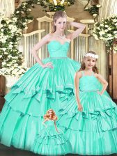  Organza Sleeveless Floor Length 15 Quinceanera Dress and Ruffles